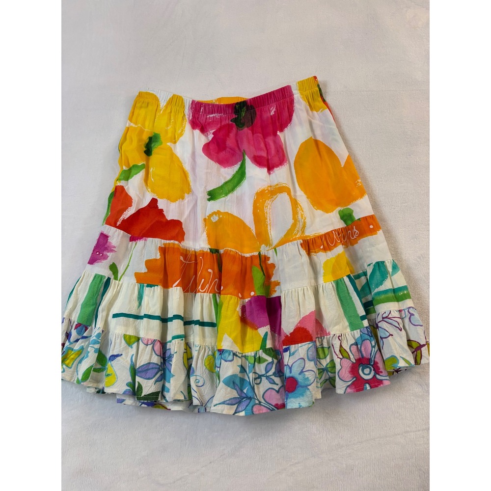 Jams World White Floral Circle Skirt with Yellow Orange Pink Accents